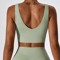 Deep V Soft Fabric Crop Top - Mint Green