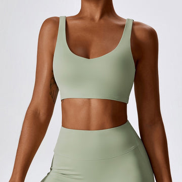 Deep V Soft Fabric Crop Top - Mint Green