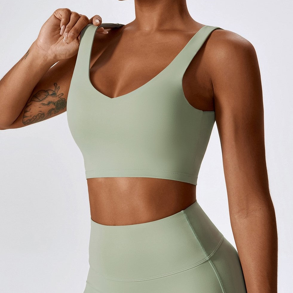 Deep V Soft Fabric Crop Top - Mint Green