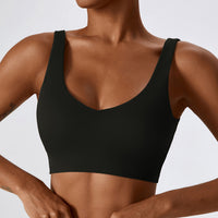 Deep V Soft Fabric Crop Top - Black