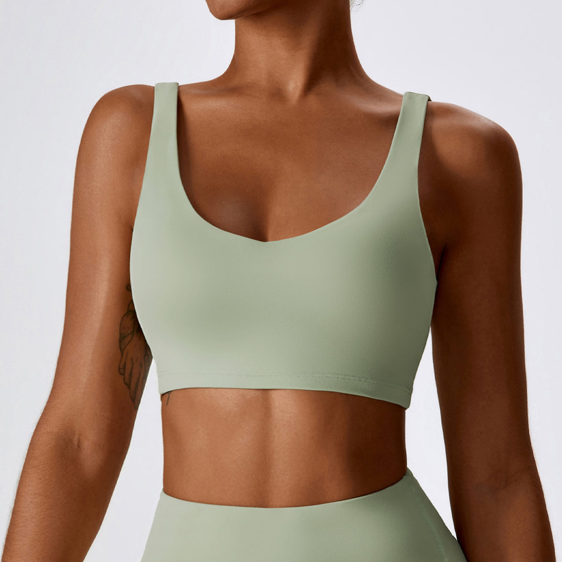 Deep V Soft Fabric Crop Top - Mint Green