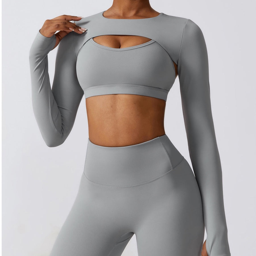 Spring Long Sleeve Stylish Top - Grey