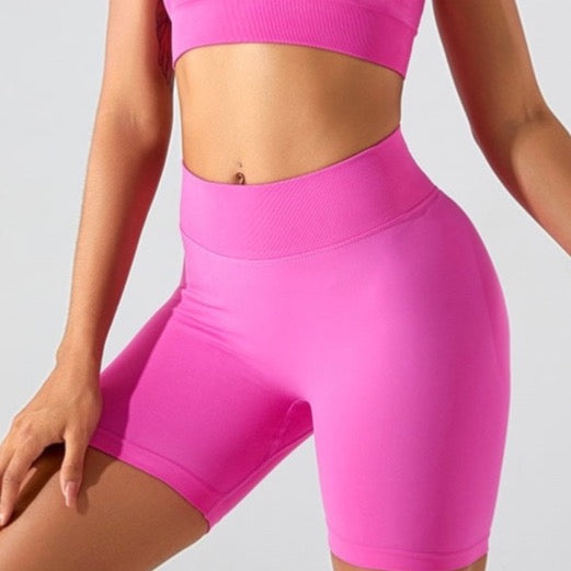 Premium Stylish Scrunched Slim Waist Short - Hot Pink