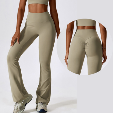 Fabulous Scrunch Flared Legging - Cream Grey