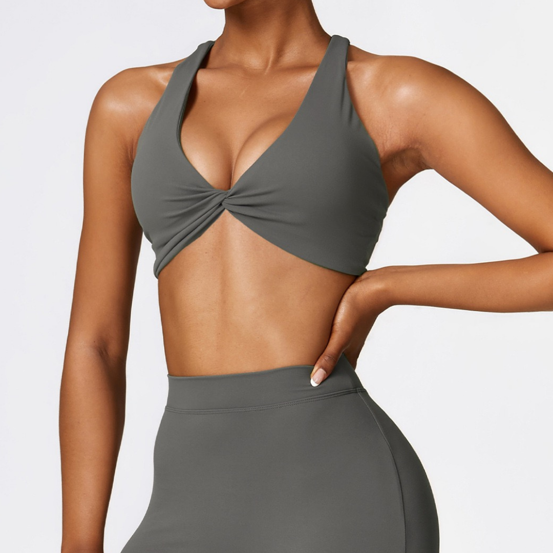 Stylish Straps Back Crop Top - Coal Grey