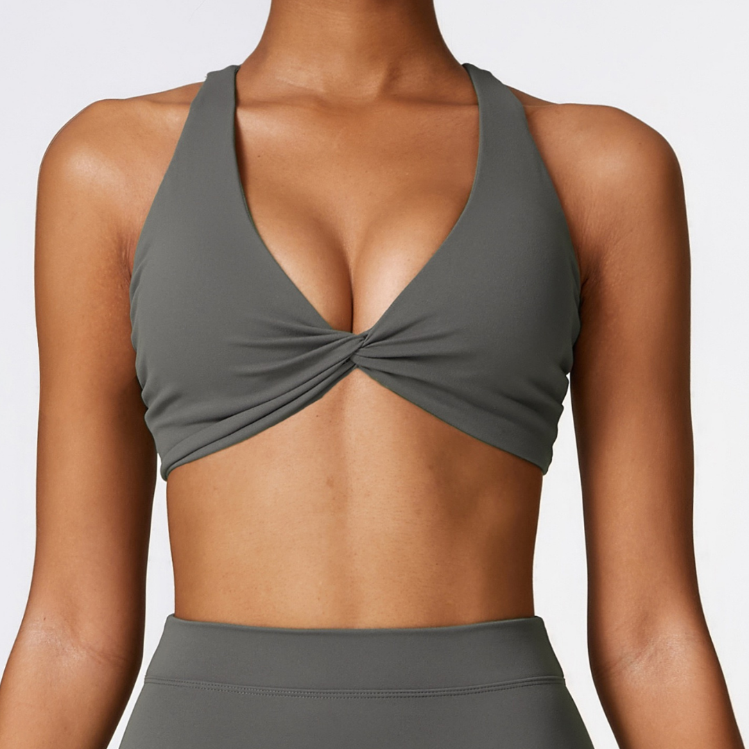 Stylish Straps Back Crop Top - Coal Grey