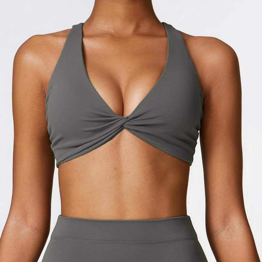 Κομψά λουριά πίσω Crop Top - Coal Grey 