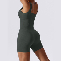 Short Design Classic Ribbed Romper - Green Grey