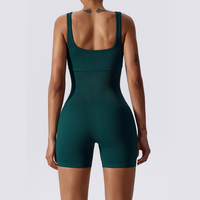 Short Design Classic Ribbed Romper - Dark Green