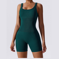 Short Design Classic Ribbed Romper - Dark Green