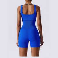 Short Design Classic Ribbed Romper - Blue