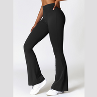 Deep V Scrunched Bell Bottom Legging - Black