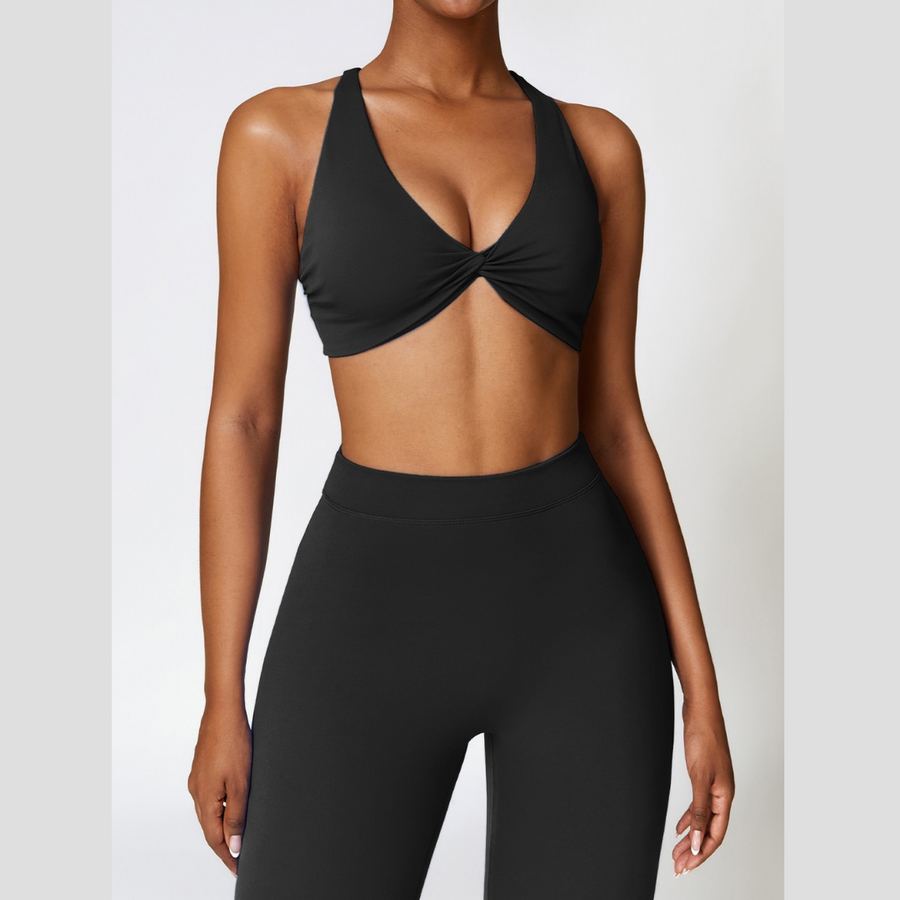 Stylish Straps Back Crop Top - Black