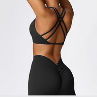 Stylish Straps Back Crop Top - Black