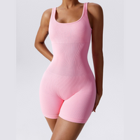 Short Design Classic Ribbed Romper - Pink