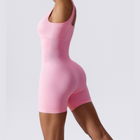 Short Design Classic Ribbed Romper - Pink