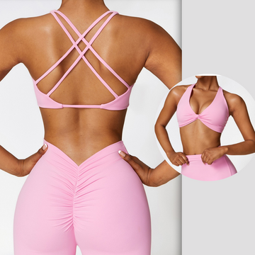 Stylish Straps Back Crop Top - Pink