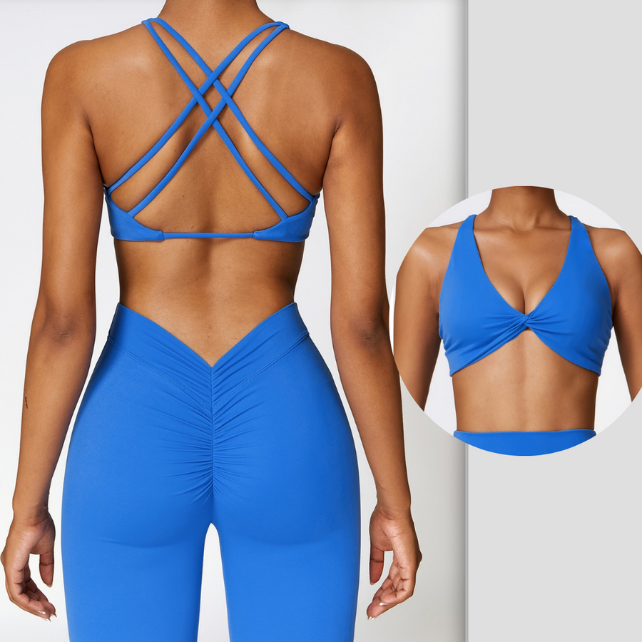 Stylish Straps Back Crop Top - Blue