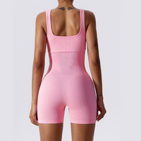 Short Design Classic Ribbed Romper - Pink