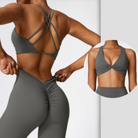 Stylish Straps Back Crop Top - Coal Grey