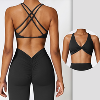 Stylish Straps Back Crop Top - Black