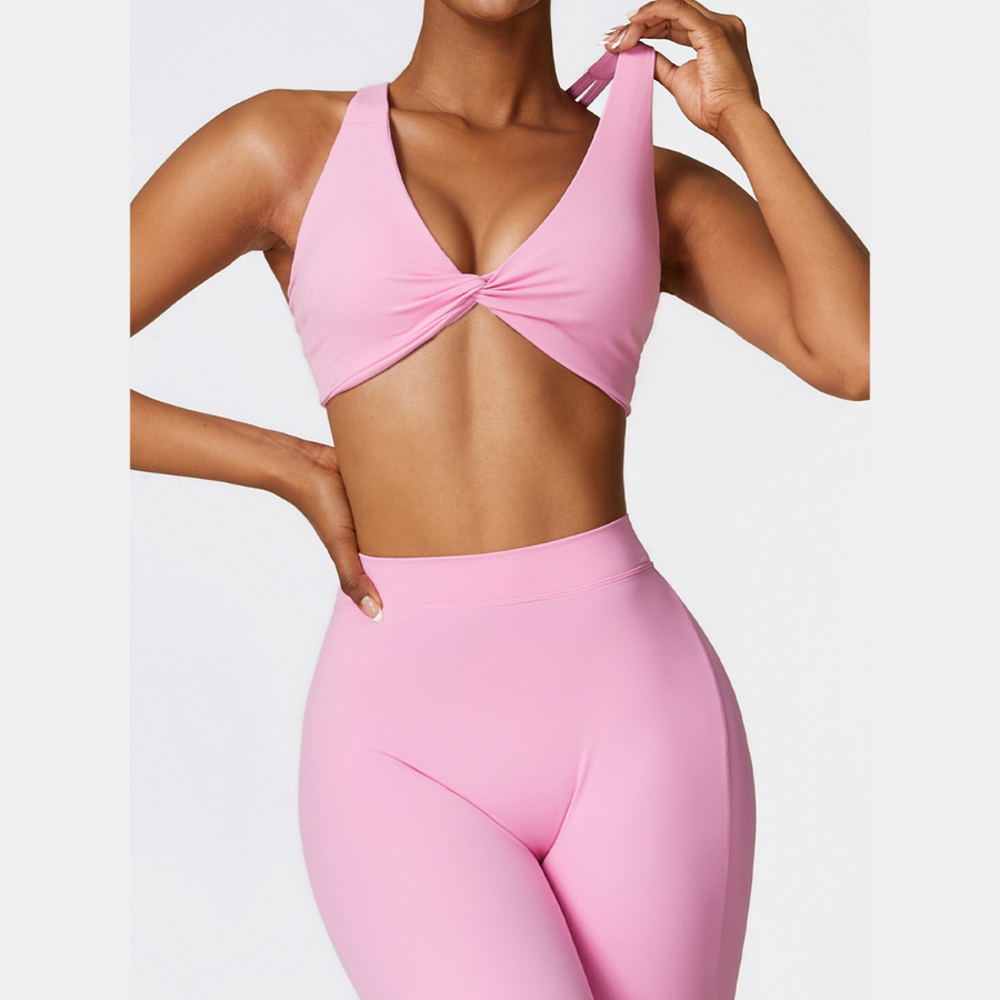 Stylish Straps Back Crop Top - Pink