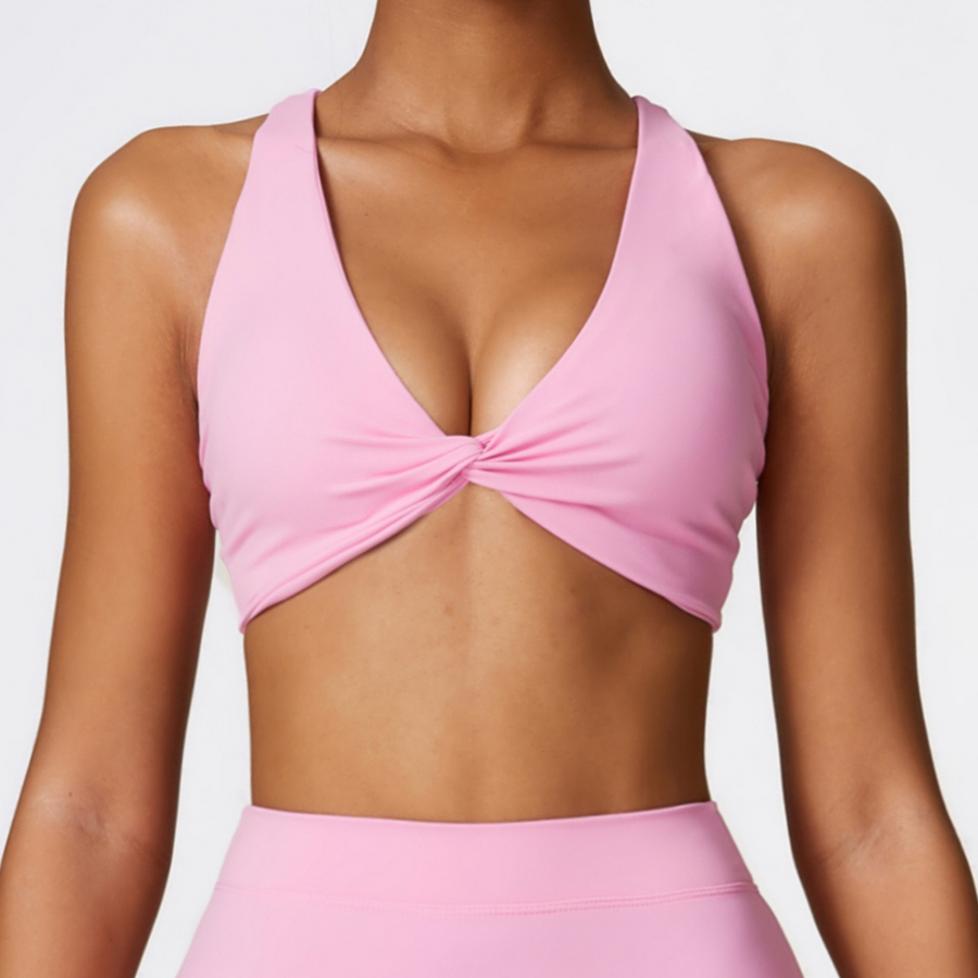 Stylish Straps Back Crop Top - Pink