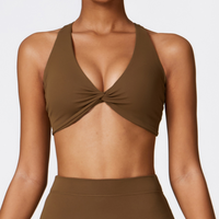 Stylish Straps Back Crop Top - Coffee