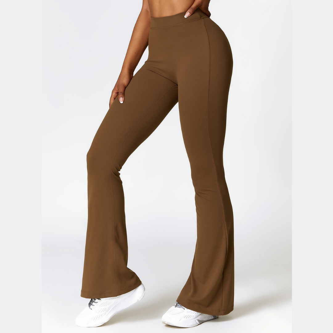 Κολάν Deep V Scrunched Bell Bottom - Coffee 