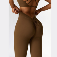 Κολάν Deep V Scrunched Bell Bottom - Coffee 