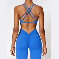 Stylish Top V-Shape Scrunched Bell Bottom Legging Set - Blue