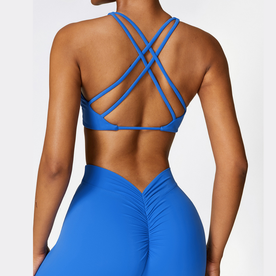 Stylish Straps Back Crop Top - Blue