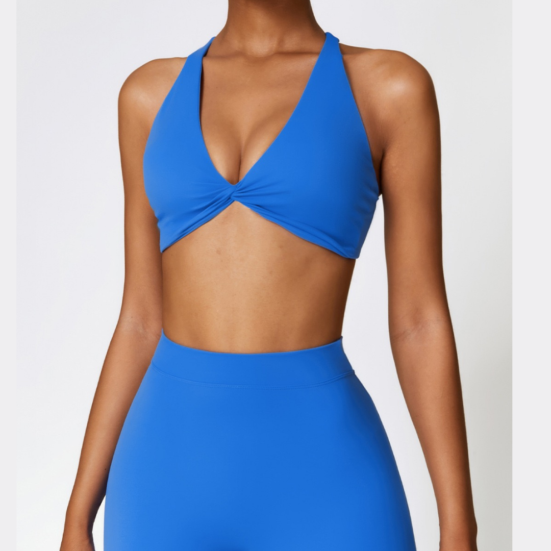 Stylish Straps Back Crop Top - Blue