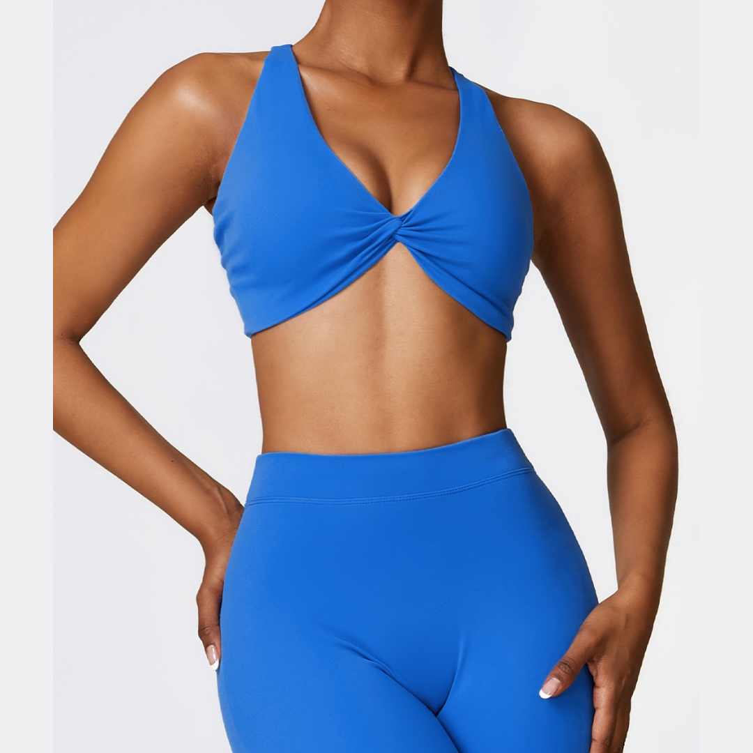 Stylish Straps Back Crop Top - Blue