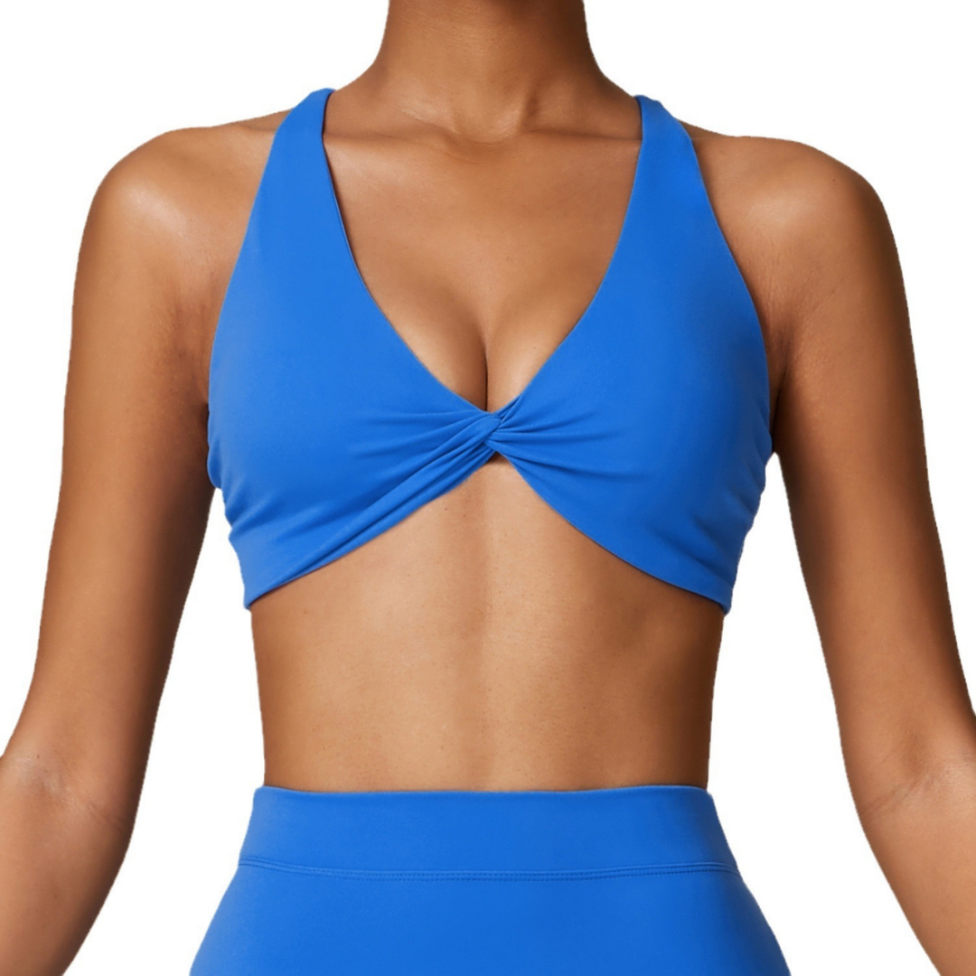 Stylish Straps Back Crop Top - Blue