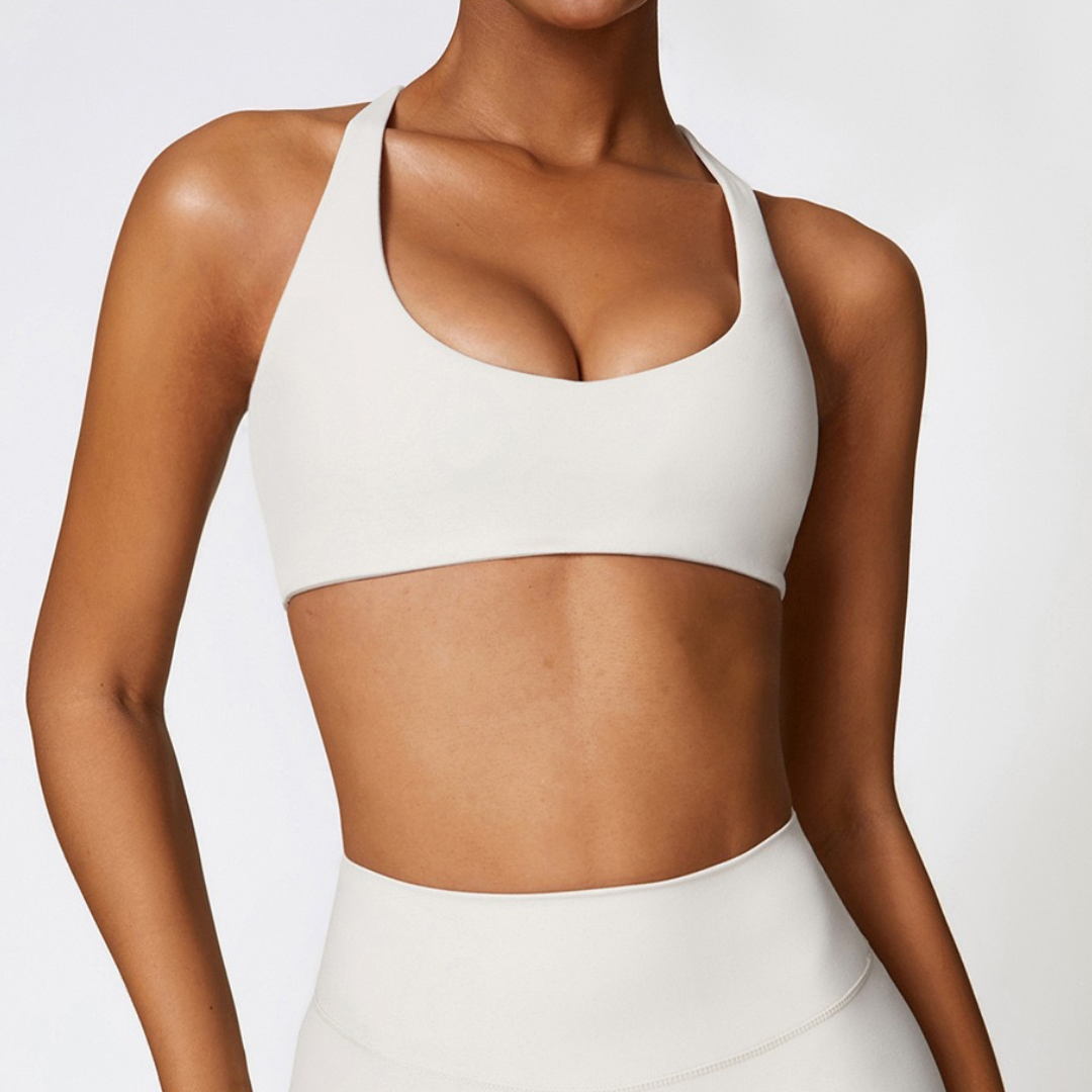 Cross Back Stylish Premium Quality Crop Top - White Grey