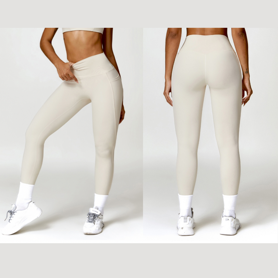 Super Soft Fabric Premium Pocket Legging - White Grey