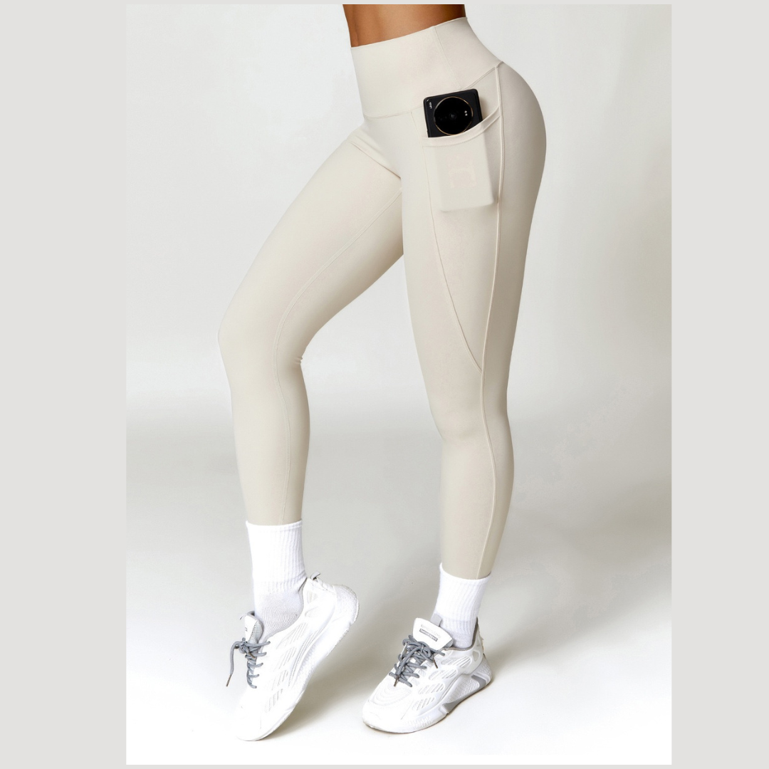 Super Soft Fabric Premium Pocket Legging - White Grey