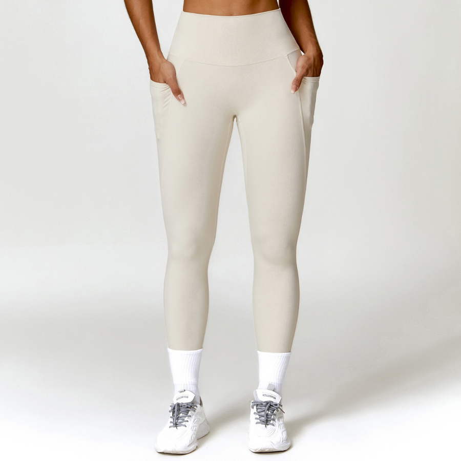 Super Soft Fabric Premium Pocket Legging - White Grey