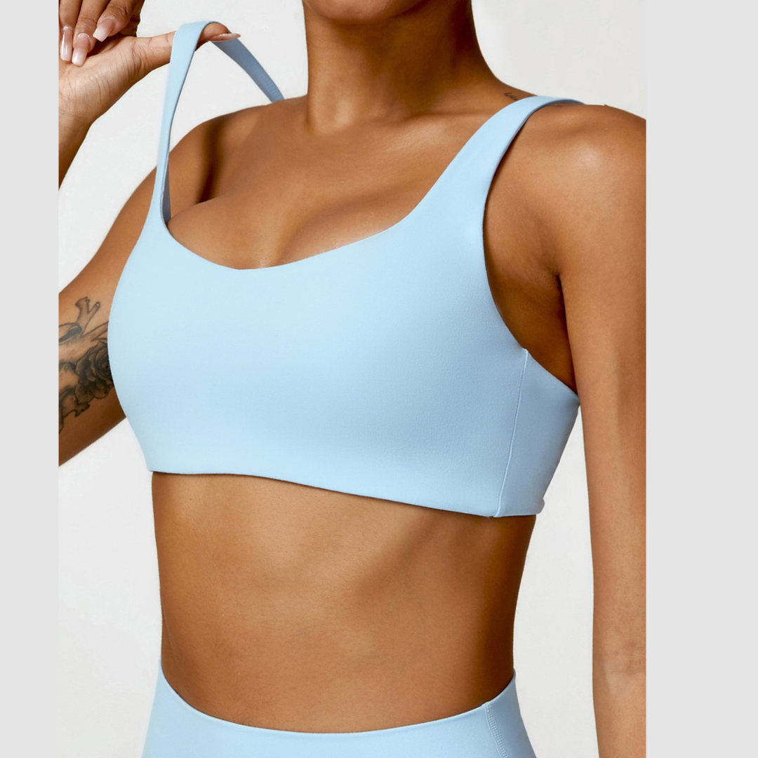 Σχεδιασμός V-Top Κομψό Άνετο Crop Top - Μπλε 