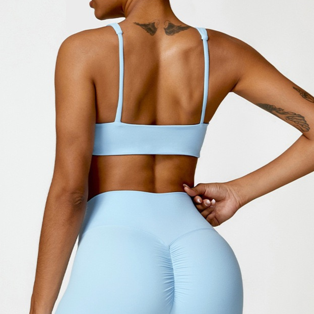 V-Top Design Stylish Comfy Crop Top - Blue