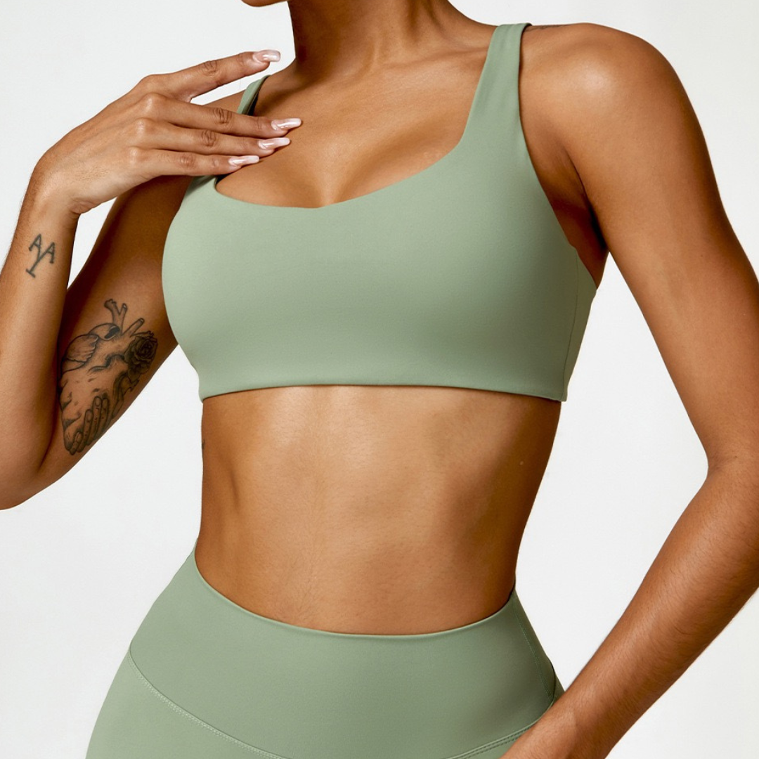 V-Top Design Κομψό Άνετο Crop Top - Πράσινο 