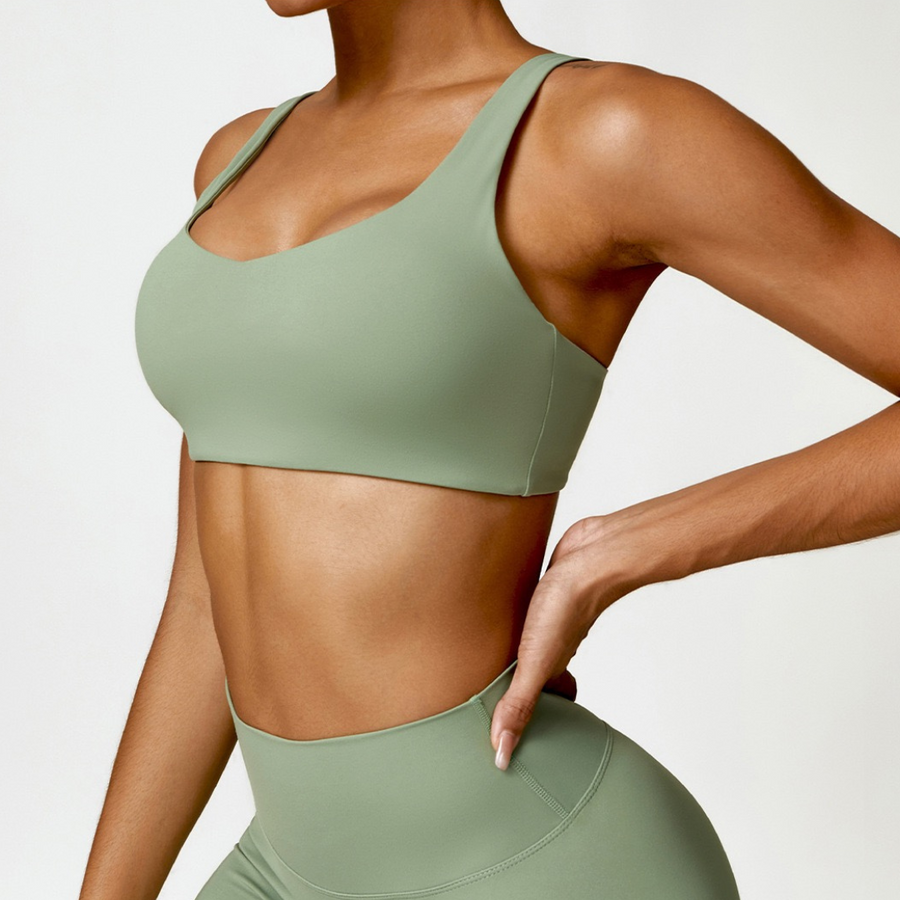 V-Top Design Κομψό Άνετο Crop Top - Πράσινο 