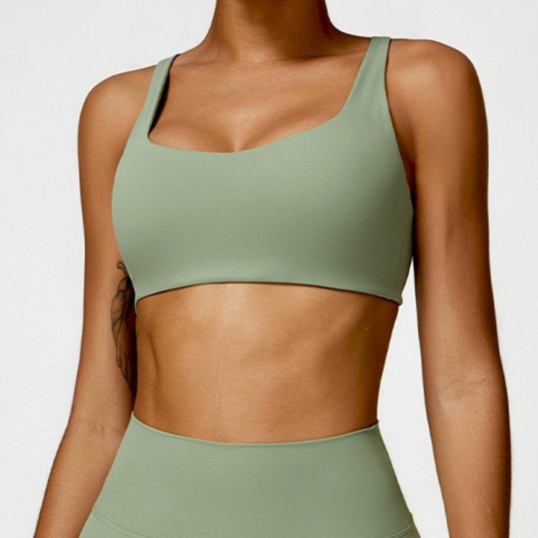V-Top Design Κομψό Άνετο Crop Top - Πράσινο 