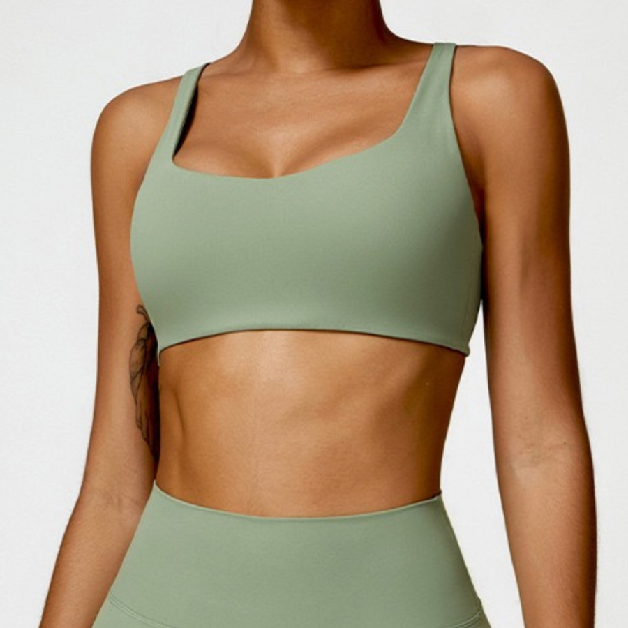 V-Top Design Κομψό Άνετο Crop Top - Πράσινο 