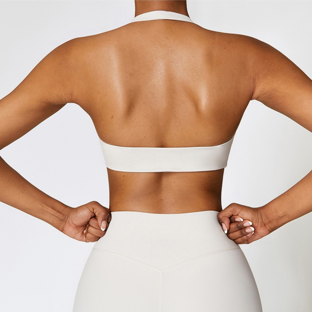 Backless Stylish Premium Quality Crop Top - White Grey