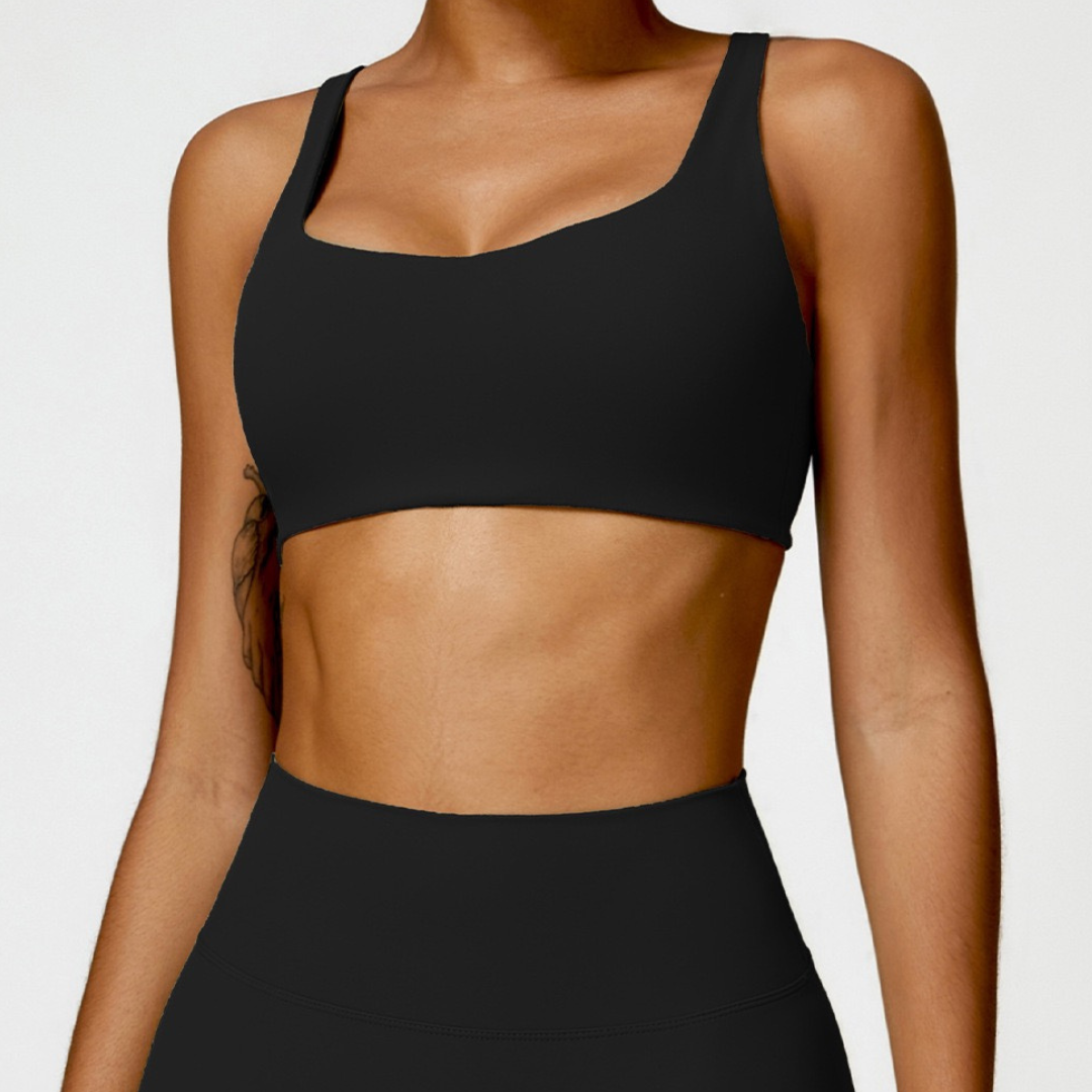 V-Top Design Κομψό Άνετο Crop Top - Μαύρο 