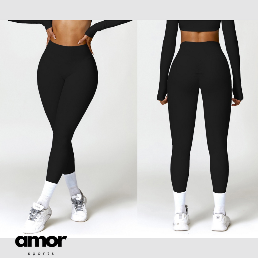 Σέξυ στυλ Skinny Scrunched Legging - Μαύρο 