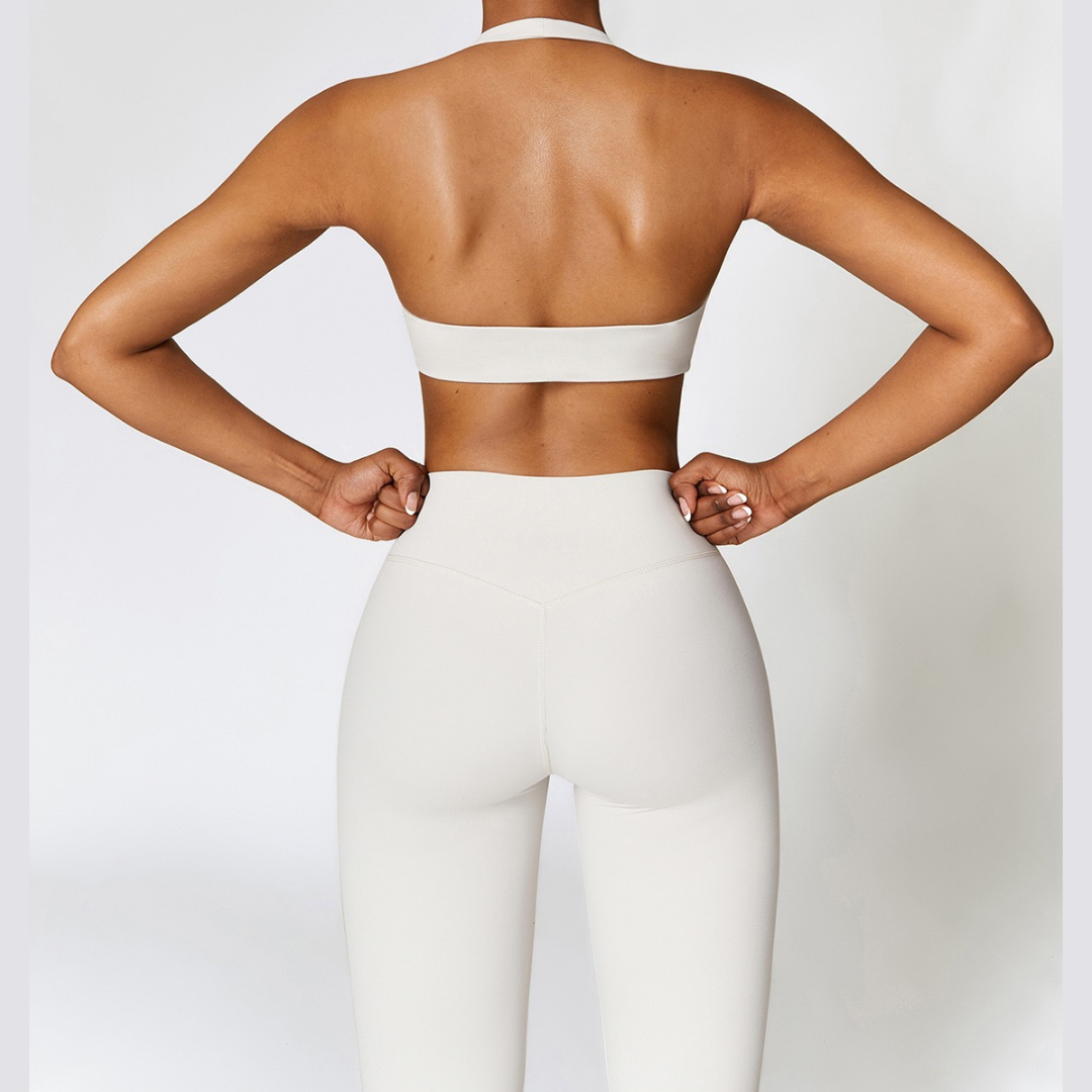 Backless Top Premium Comfy Set - White Grey