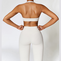 Backless Top Premium Comfy Σετ - Λευκό Γκρι 